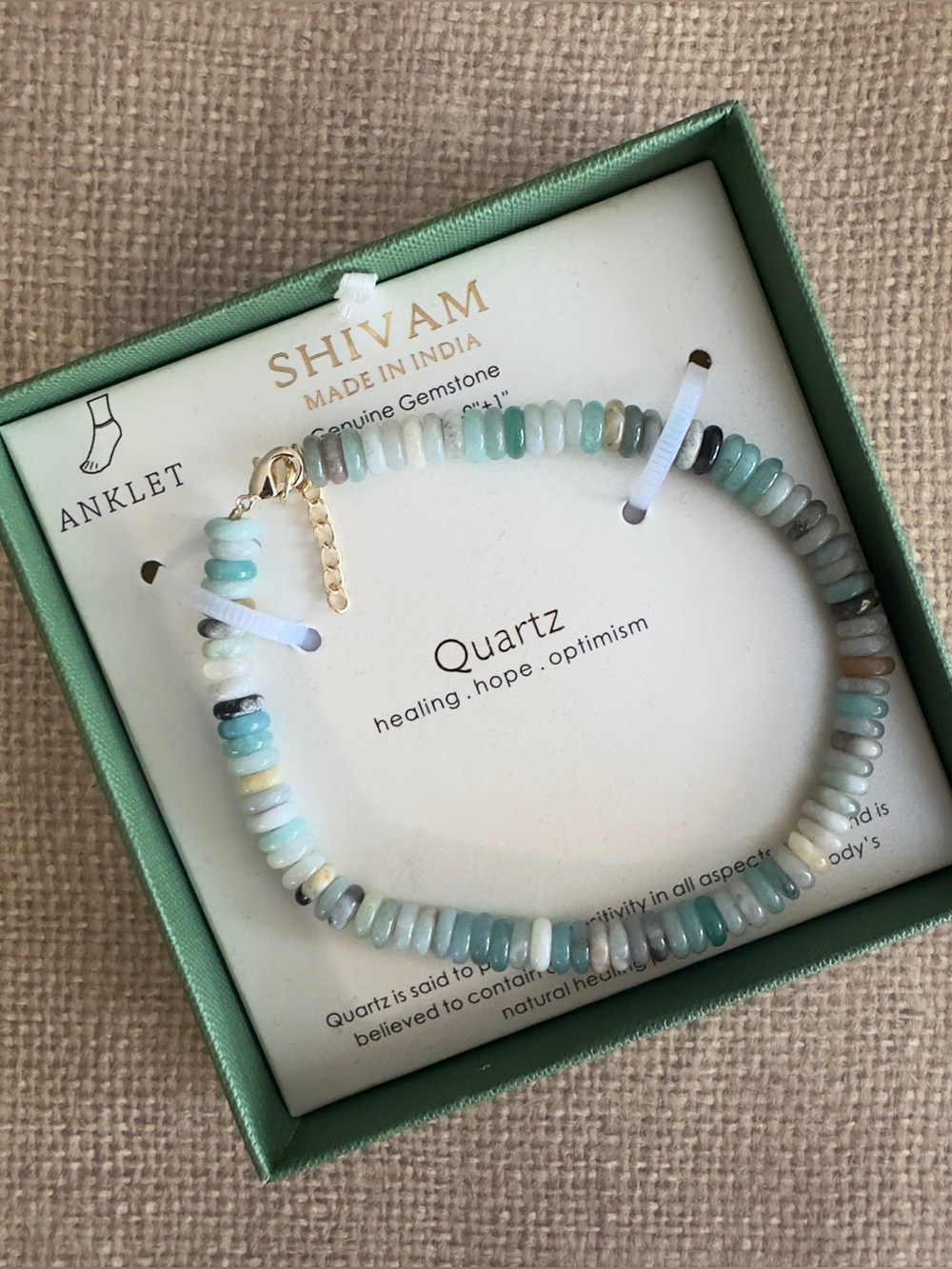 Shivam ~ Amazonite Quartz Beaded Anklet